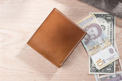 Cool Leather Mens Slim Small Wallets billfold Wallets Bifold for Men