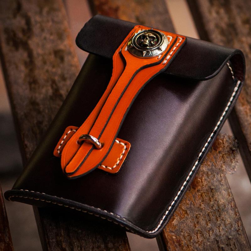 Handmade Biker Leather Belt Pouch Mens Cases Waist Bags Hip Pack Belt Bag for Men