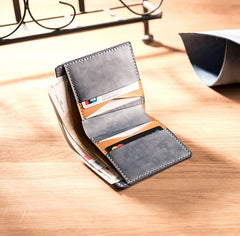 Cool Leather Mens billfold Leather Wallets Men Small Bifold Wallets for Men