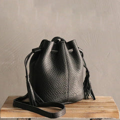Mini LEATHER WOMEN Barrel Bag Small Bucket Purse SHOULDER Purses FOR WOMEN