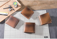 Cool Leather Mens Slim Small Wallets billfold Wallets Bifold for Men