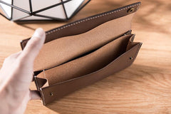Handmade Leather Mens Clutch Wallet Cool Leather Wallet Long Phone Wallets for Men