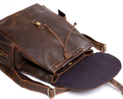 Vintage Leather Mens Backpack Satchel Brown School Backpack Travel Backpack for men