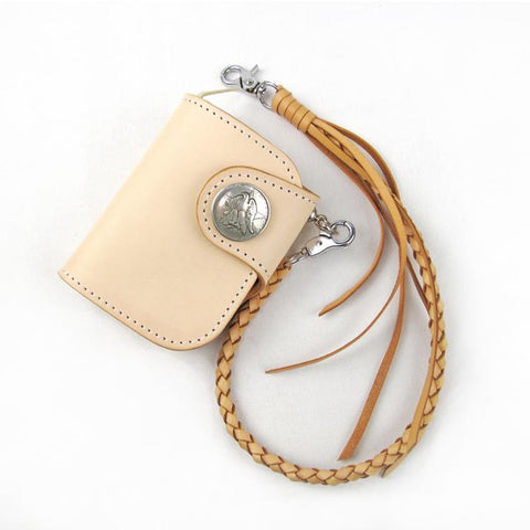 Cool Leather Small Biker Chain Wallet Mens Handmade billfold Chain Wallet