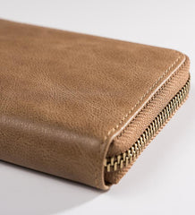Cool Leather Mens Slim Leather Small Wallet Zipper billfold Wallets Bifold for Men