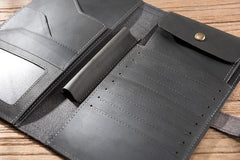 Cool Leather Mens Travel Long Wallet Passport Leather Wallet Long Wallet for Men