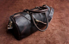 Genuine Leather Mens Bucket Bag Cool Weekender Bag Travel Bag Duffle Bags Overnight Bag Holdall Bag for men
