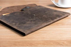 Handmade Leather Mens Clutch Cool Slim Wallet Envelope Clutch Wristlet Wallet for Men