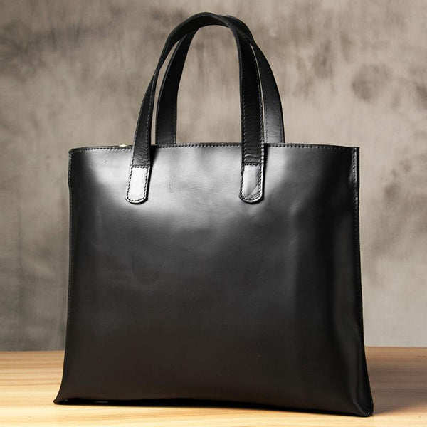 Handmade Leather Vintage Mens Black Handbag Briefcase Shoulder Bag for Men