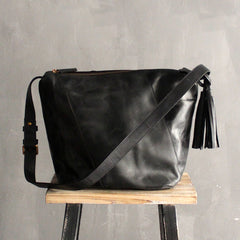 Vintage LEATHER WOMEN Bucket Bag SHOULDER BAG Purse with Tassel FOR WOMEN
