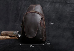 Genuine Leather Mens Cool Chest Bag Sling Bag Crossbody Bag Travel Bag Hiking Bag for men