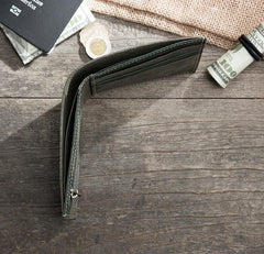 Handmade Leather Mens Cool Slim Leather Wallet Men Small billfold Wallets Bifold for Men