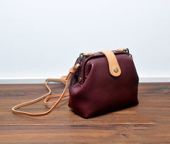 Vintage Womens Black Leather Small Doctor Shoulder Bag Black Doctor Crossbody Purse for Women