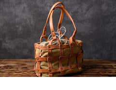 Leather Canvas Women Bucket Bag Shopper Bag Shoulder Bag For Women