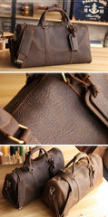 Vintage Leather Mens Large Weekender Bags Cool Travel Bag Duffle Bag for Men