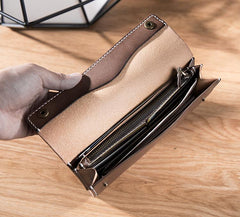 Handmade Leather Mens Clutch Wallet Cool Leather Wallet Long Phone Wallets for Men