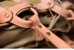 Leather Canvas Women Bucket Bag Shopper Bag Shoulder Bag For Women