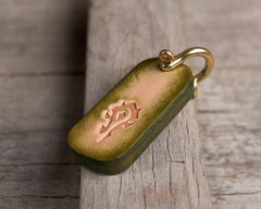 Handmade Leather Mens World of Warcraft Cool Keychain KeyCharm Keyring Pendant for Men