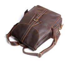 Vintage Leather Mens Backpack Satchel Brown School Backpack Travel Backpack for men