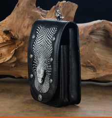 Cool Leather Mens Snake Biker Belt Pouch Waist Bag Drop Leg Bag for Men