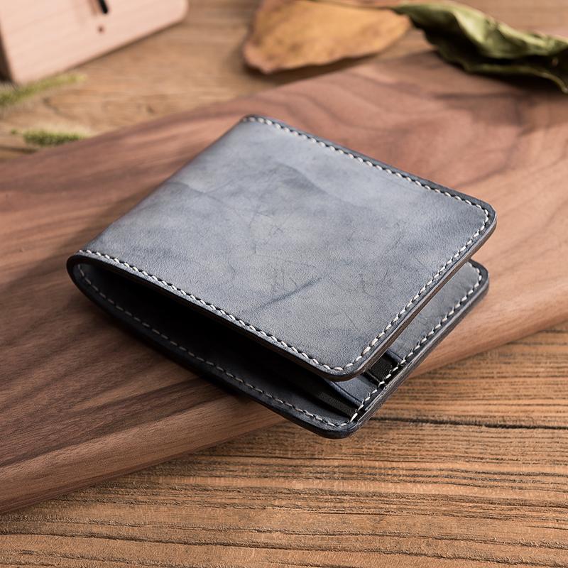 Handmade Leather Cool Mens billfold Leather Wallet Men Small Bifold Wa