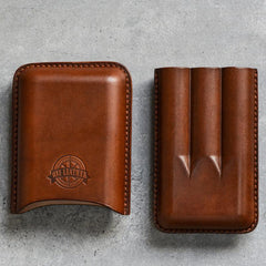 Cool Green Leather Mens 3pcs Cigar Case Cool Custom Leather Cigar Case for Men