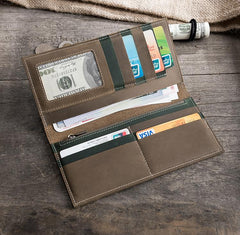 Handmade Leather Mens Clutch Wallet Cool Leather Wallet Long Phone Wallets for Men