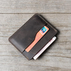 Handmade Leather Mens Cool billfold Wallet Card Holder Small Card Slim Wallets for Men