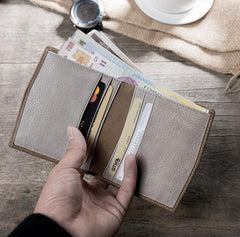 Cool Leather Mens Slim Small Leather Wallet Men billfold Bifold Wallets for Men