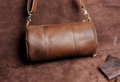 Genuine Leather Mens Barrel Bag Cool Weekender Bag Travel Bag Duffle Bags Overnight Bag Holdall Bag for men