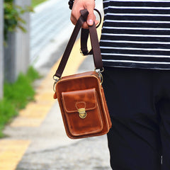 crossbody bags for phone​ Leather Cell Phone Holster Belt Pouch Cell Phone Purse Crossbody Leather Belt Bag for Men