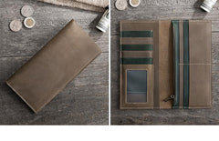 Handmade Leather Mens Clutch Wallet Cool Leather Wallet Long Phone Wallets for Men