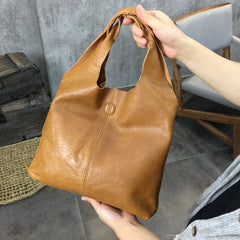 Handmade Genuine Leather Handbag Tote Bag Shopper Bag Shoulder Bag Purse For Women