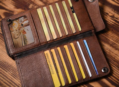 wallet with chain Brown Leather Biker Wallet Leather Chain Wallet Men Brown Long Biker Chain Wallet