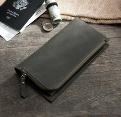 Leather Mens Long Wallet Cool Leather Wallet Long Bifold Wallets for Men