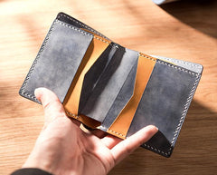 Cool Leather Mens billfold Leather Wallets Men Small Bifold Wallets for Men