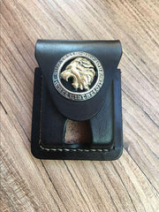Handmade Brown Leather Mens Classic Zippo Lighter Case Zippo Lighter Pouch with Belt Loop For Men