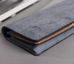Handmade Leather Mens Clutch Wallet Cool Leather Wallet Long Phone Wallets for Men