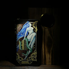 cool mens wallets​ Handmade Tooled Leather Biker Wallet Constellation Aquarius Mens Cool Chain Wallet Wallet with Chain