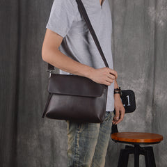 Genuine Leather messenger bag clutch leather men phone pad zip clutch vintage wallet for men - EverHandmade