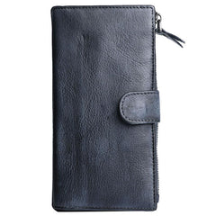Brown Cool Leather Mens Long Wallet Phone Card Wallet Bifold Clutch Wallet for Men