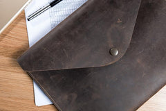 Handmade Leather Mens Clutch Cool Slim Wallet Envelope Clutch Wristlet Wallet for Men