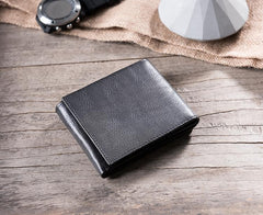 Handmade Leather Mens Cool Slim Leather Wallet Men Small Wallets Bifold for Men