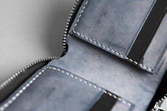 Handmade leather Mens Small biker wallet zipper billfold Chain Wallets for Men