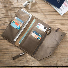 Handmade Leather Mens Cool Long  Chain Wallet Phone Biker Trucker Wristlet Wallet