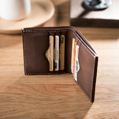Cool Leather Mens Slim Small Wallets Men billfold Bifold Wallet for Men