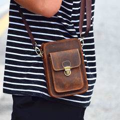 crossbody cell phone bag​ Leather Cell Phone Holster Belt Pouch Cell Phone Purse Crossbody Leather Belt Bag for Men