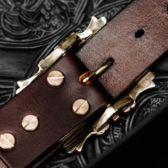 Handmade Leather Tooled Carp Mens Belt Cool Leather Men Belt for Men