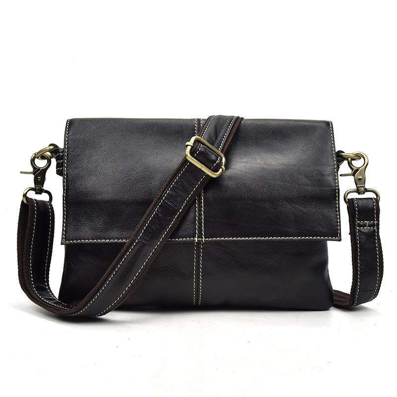 Leather Men Black Messenger Bag Shoulder Bag for Men
