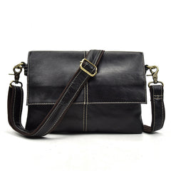 Leather Men Black Messenger Bag Shoulder Bag for Men